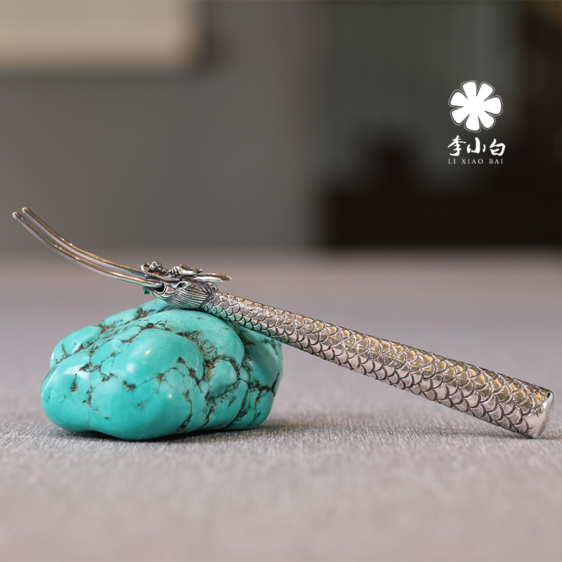 李小白纯银茶道配件-纯银龙头壶叉