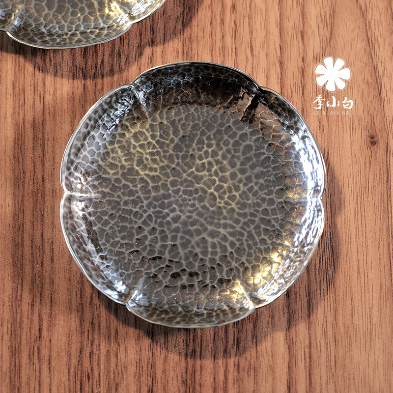 李小白纯银茶道配件-六瓣杯托
