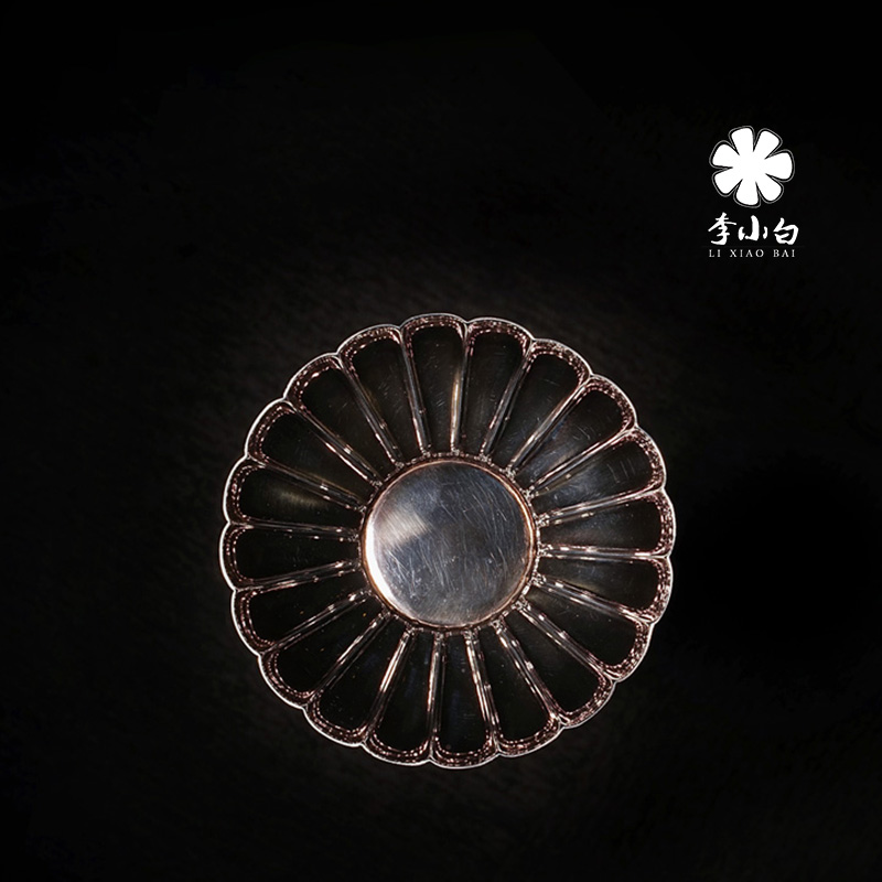 李小白纯银茶道配件-菊瓣杯托。杯碟