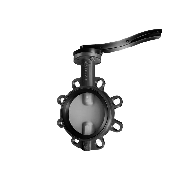 Wafer ductile iron butterfly valve with soft seal