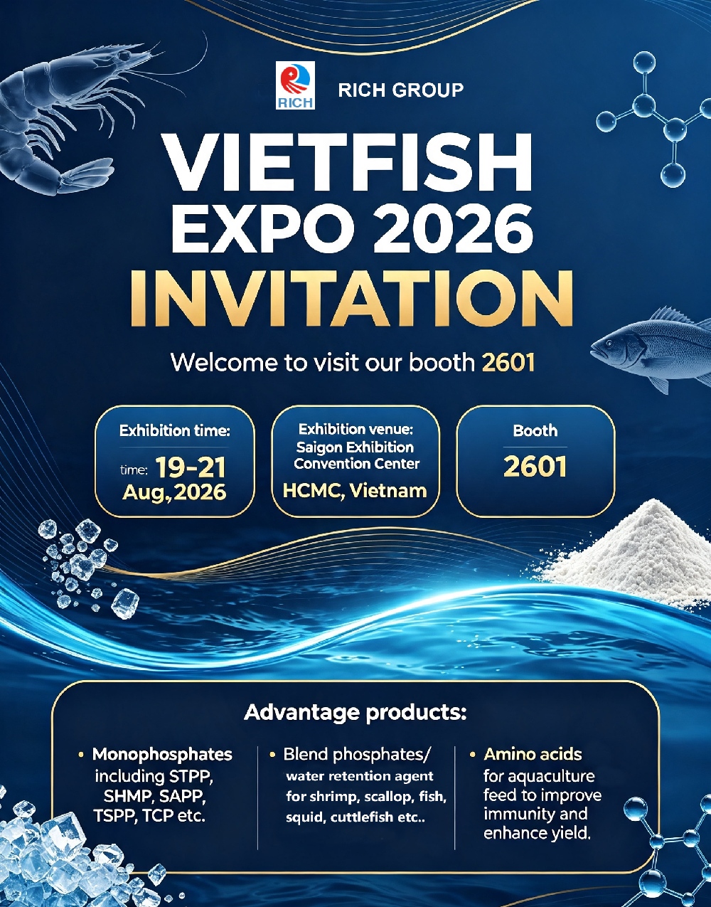 RICH Group will attend Vietfish on 19-21st Aug., booth No.2601