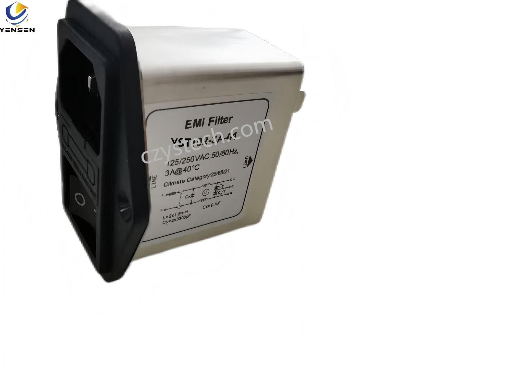 125/250VAC electromagnetic interference IEC Connector Integrative Filter with 1 Fuse and Switch