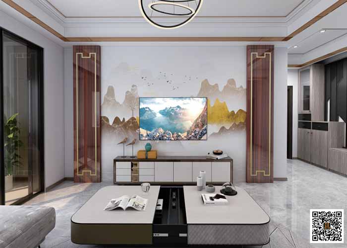 最新款背景墙-电视背景墙-竹炭轻奢背景墙