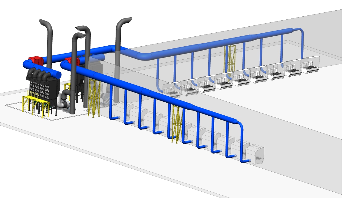 Multi-station polishing smoke purification system.