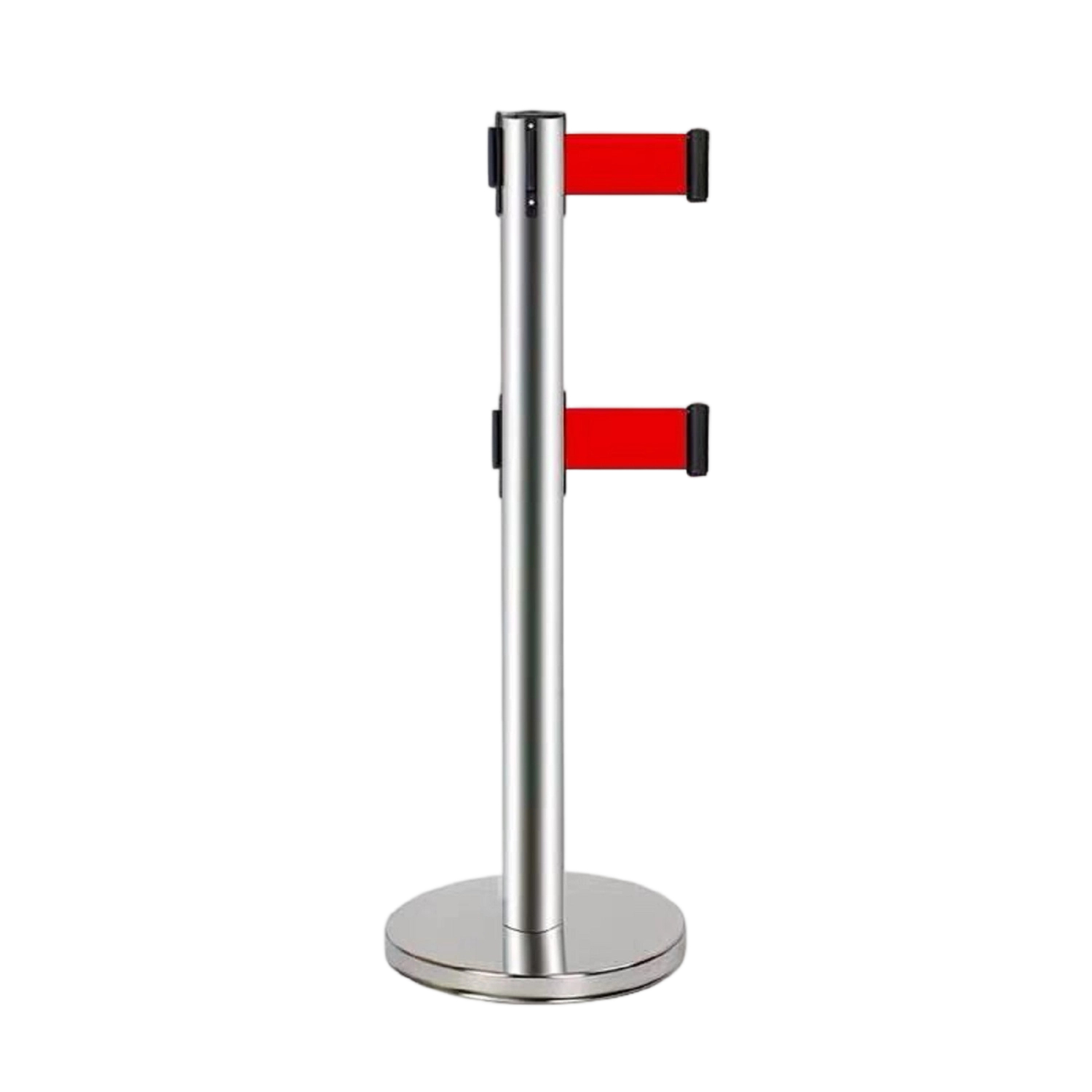 Twin  Belt Stainless Steel Stanchion Crowd Control Queue Barrier 2M Belt Line Retractable Belt Stand