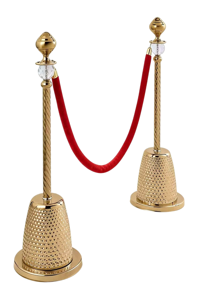Golden Bell Shield Base Pillar   Exquisitely   Crowd Control Barrier, Elegant Upright With Rope   Stand Column