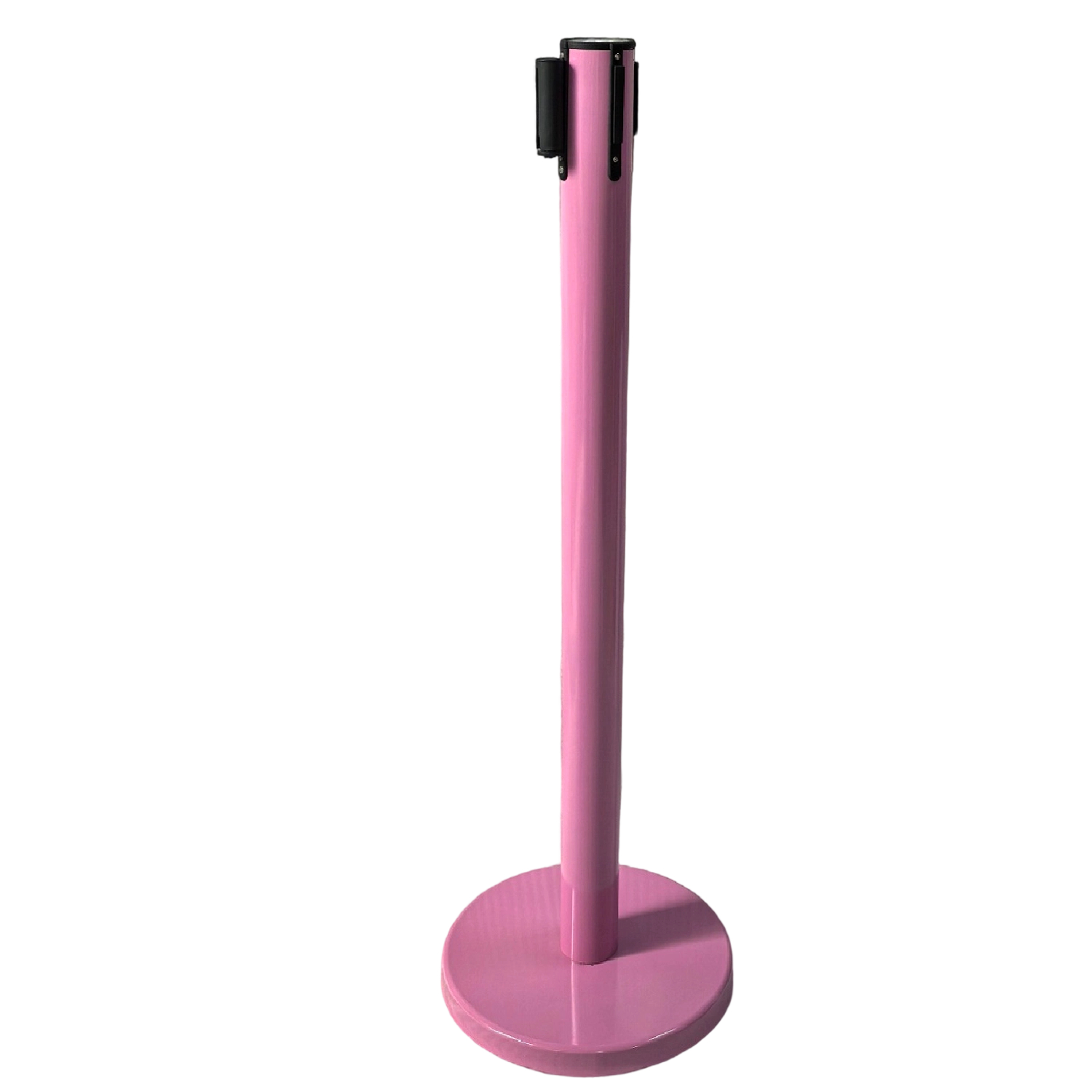 Pink Retractable Belt Stanchion, Crowd Control Queue Pole with 2m Colorful Belt, Heavy Duty Safety Barrier Post for Bank Airport Mall Hotel Event