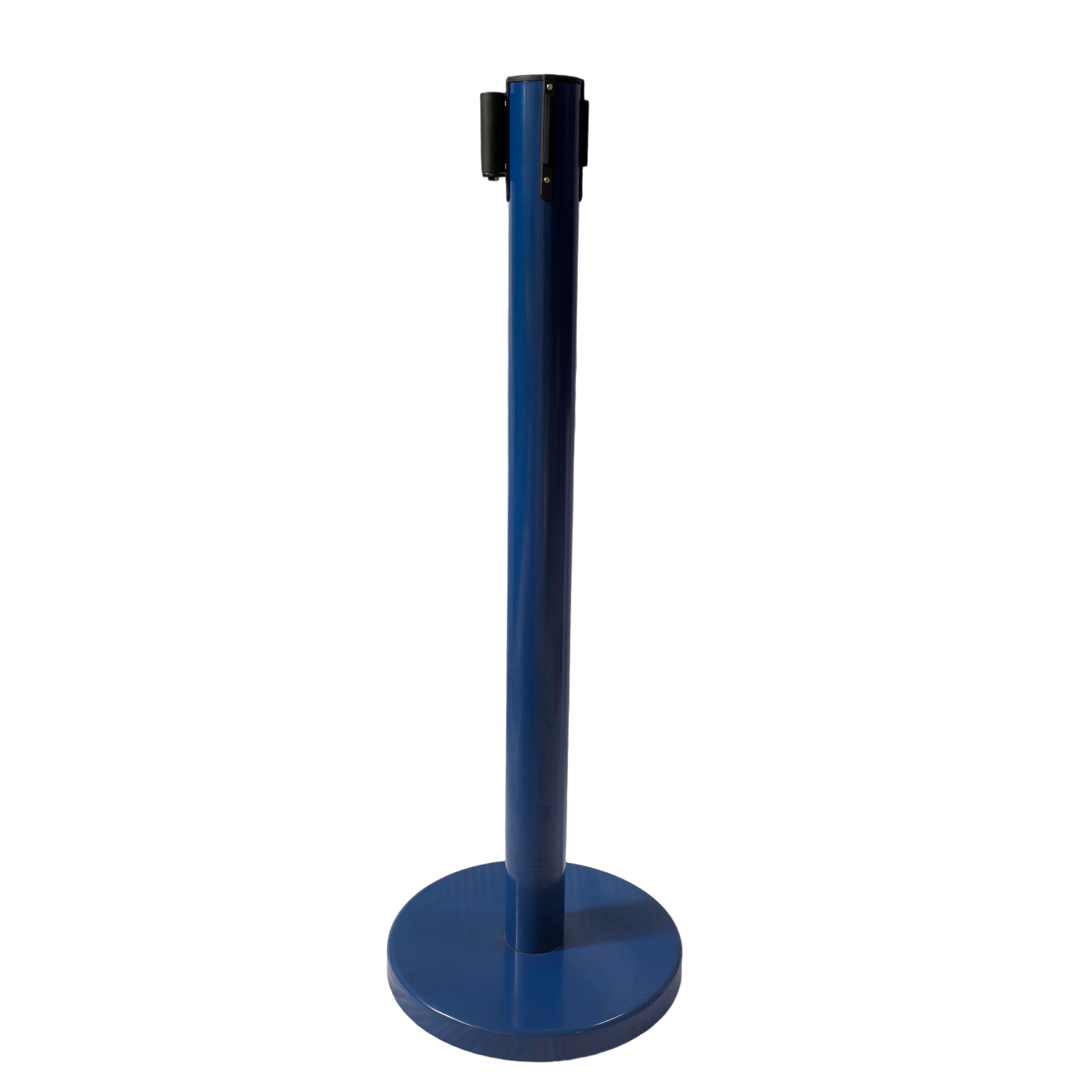 Blue Retractable Belt Stanchion, Crowd Control Queue Pole with 2m Colorful Belt, Heavy Duty Safety Barrier Post for Bank Airport Mall Hotel Event.