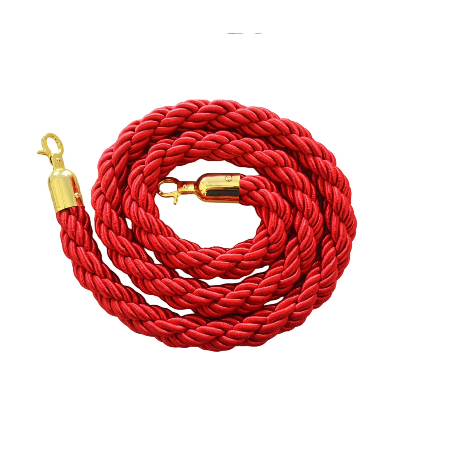 VIP Stanchion Twisted Rope, Crowd Control Barrier Hanging Rope with Metal Hooks  Red Twosted Rope