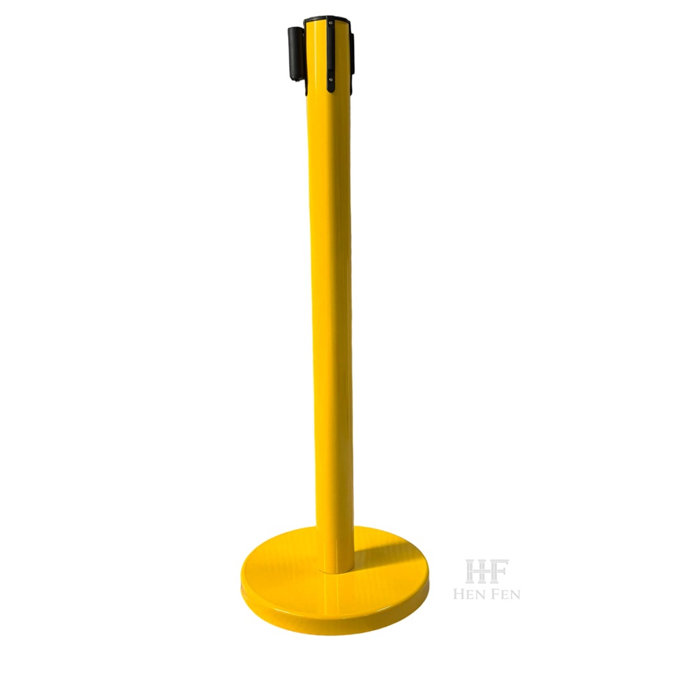 Yellow Retractable Belt Stanchion, Crowd Control Queue Pole with 2m Colorful Belt, Heavy Duty Safety Barrier Post for Bank Airport Mall Hotel Event