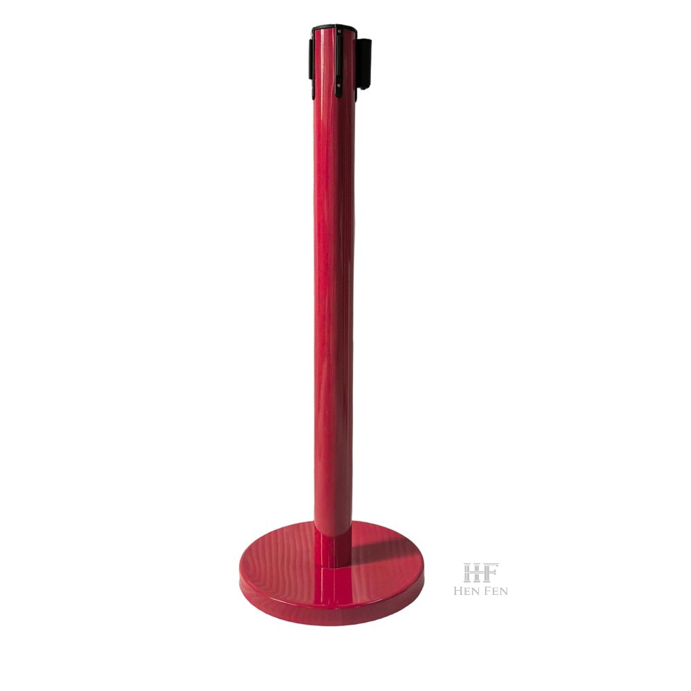 Red Retractable Belt Stanchion, Crowd Control Queue Pole with 2m Colorful Belt, Heavy Duty Safety Barrier Post for Bank Airport Mall Hotel Event