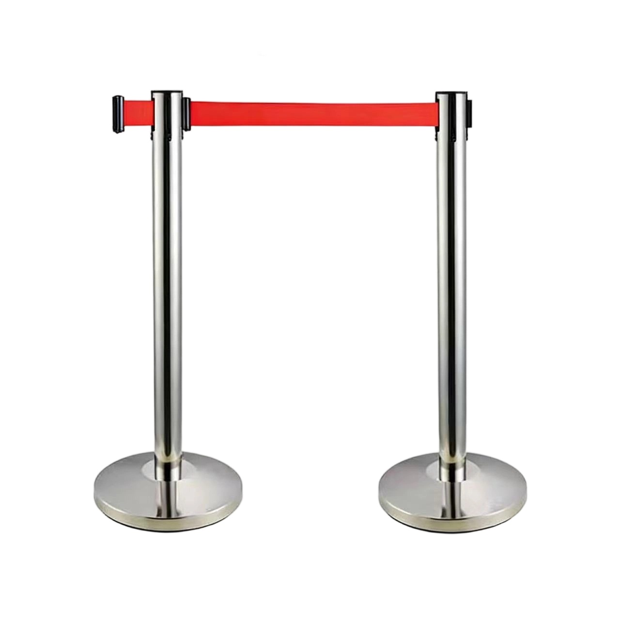 304 Stainless Steel Stanchion Post, Crowd Control Queue Barrier, One Meter Line Retractable Belt Stand, VIP Rope Barrier Pole for Hotel Exhibition Airport