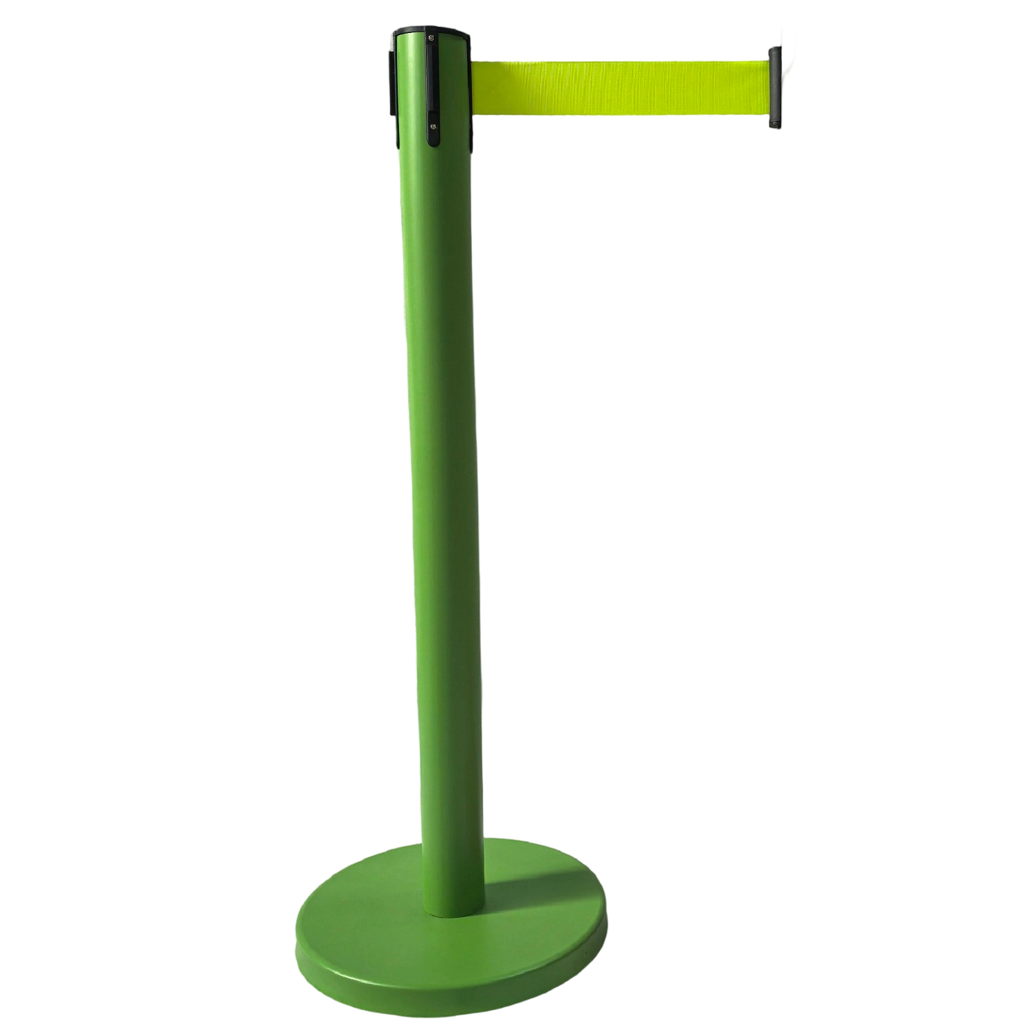 Green Retractable Belt Stanchion, Crowd Control Queue Pole with 2m Colorful Belt, Heavy Duty Safety Barrier Post for Bank Airport Mall Hotel Event.