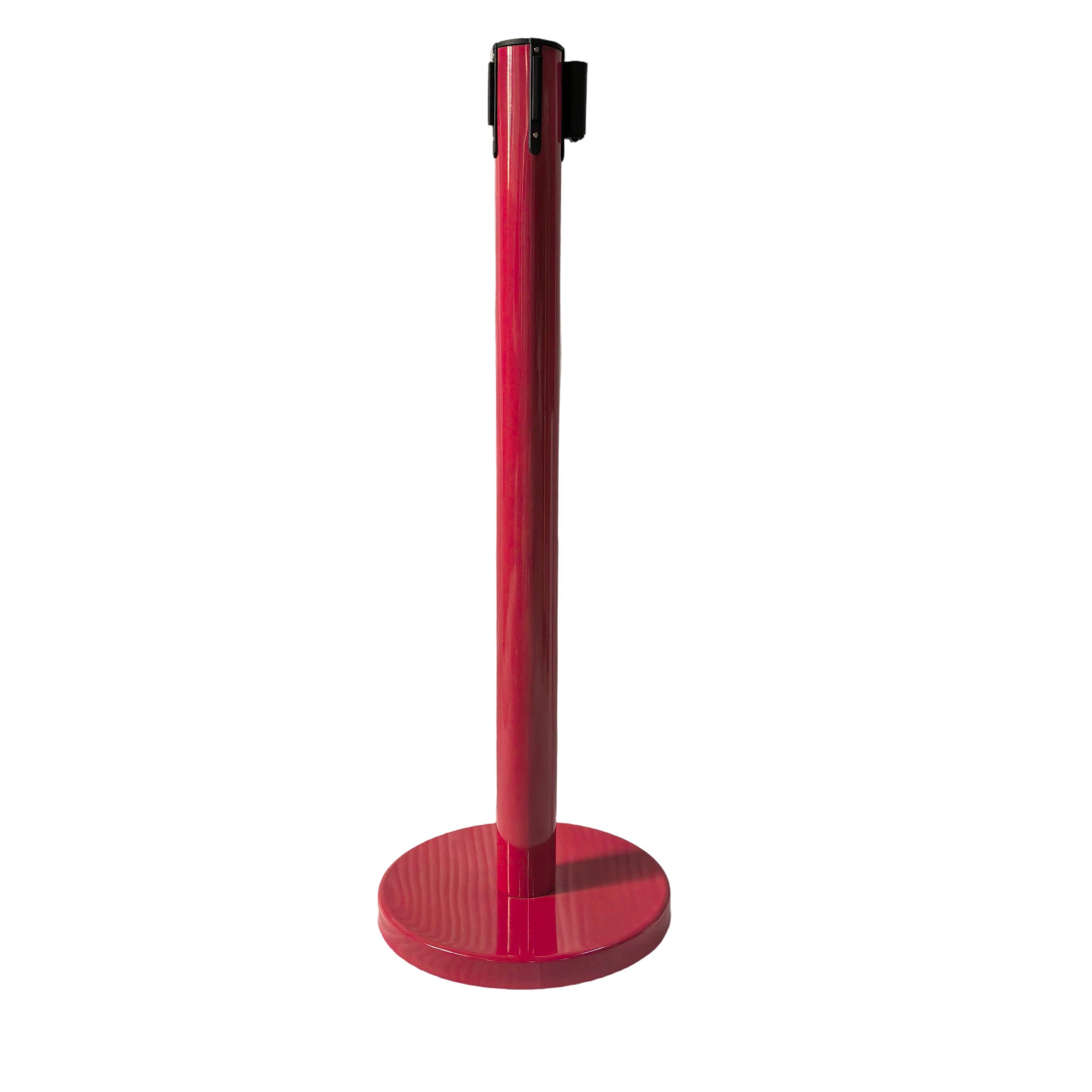 Red Retractable Belt Stanchion, Crowd Control Queue Pole with 2m Colorful Belt, Heavy Duty Safety Barrier Post for Bank Airport Mall Hotel Event