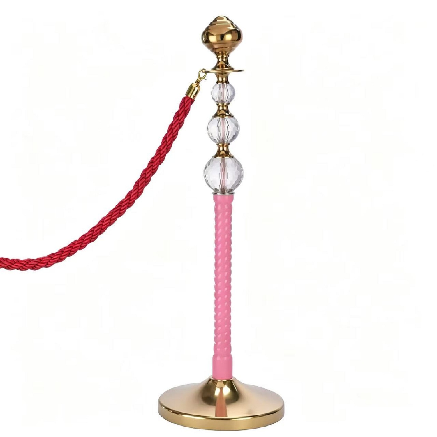 Ball Top   Stanchions  Gold Stanchion Post with Transparent Crystal Ball   Stainless Steel  Ball  Head  Crowd Control Barrier, Elegant Queue Pole