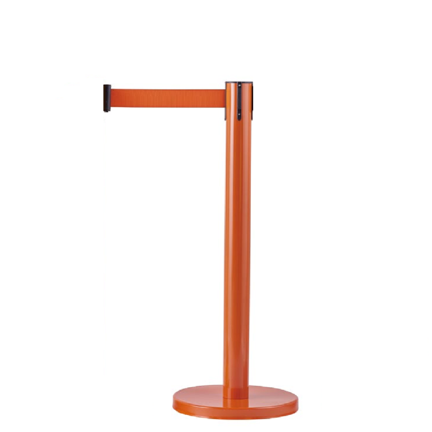 Orange Retractable Belt Stanchion, Crowd Control Queue Pole with 2m Colorful Belt, Heavy Duty Safety Barrier Post for Bank Airport Mall Hotel Event