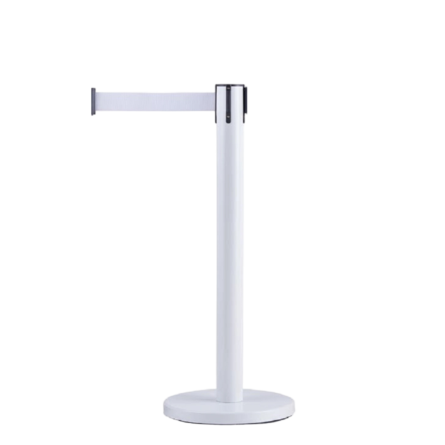 White Retractable Belt Stanchion, Crowd Control Queue Pole with 2m Colorful Belt, Heavy Duty Safety Barrier Post for Bank Airport Mall Hotel Event