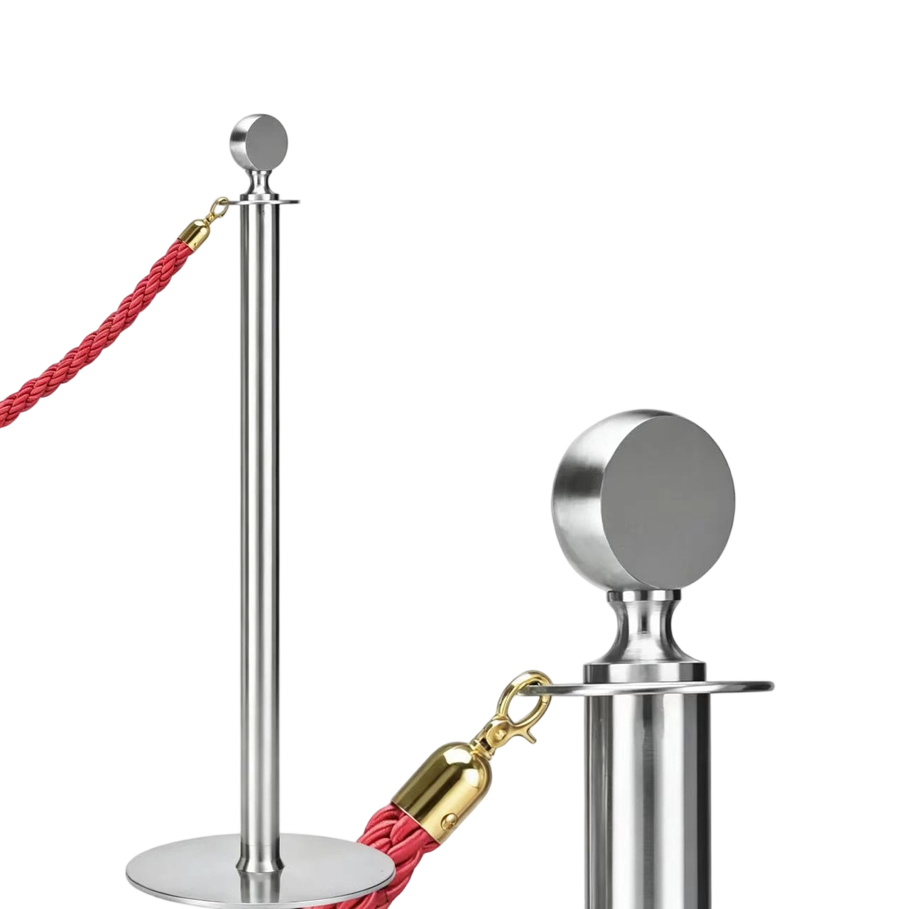 Ball Top   Stanchions  Silver  Stanchion Post with Ball   Stainless Steel  Ball  Head  Crowd Control Barrier  Pole.