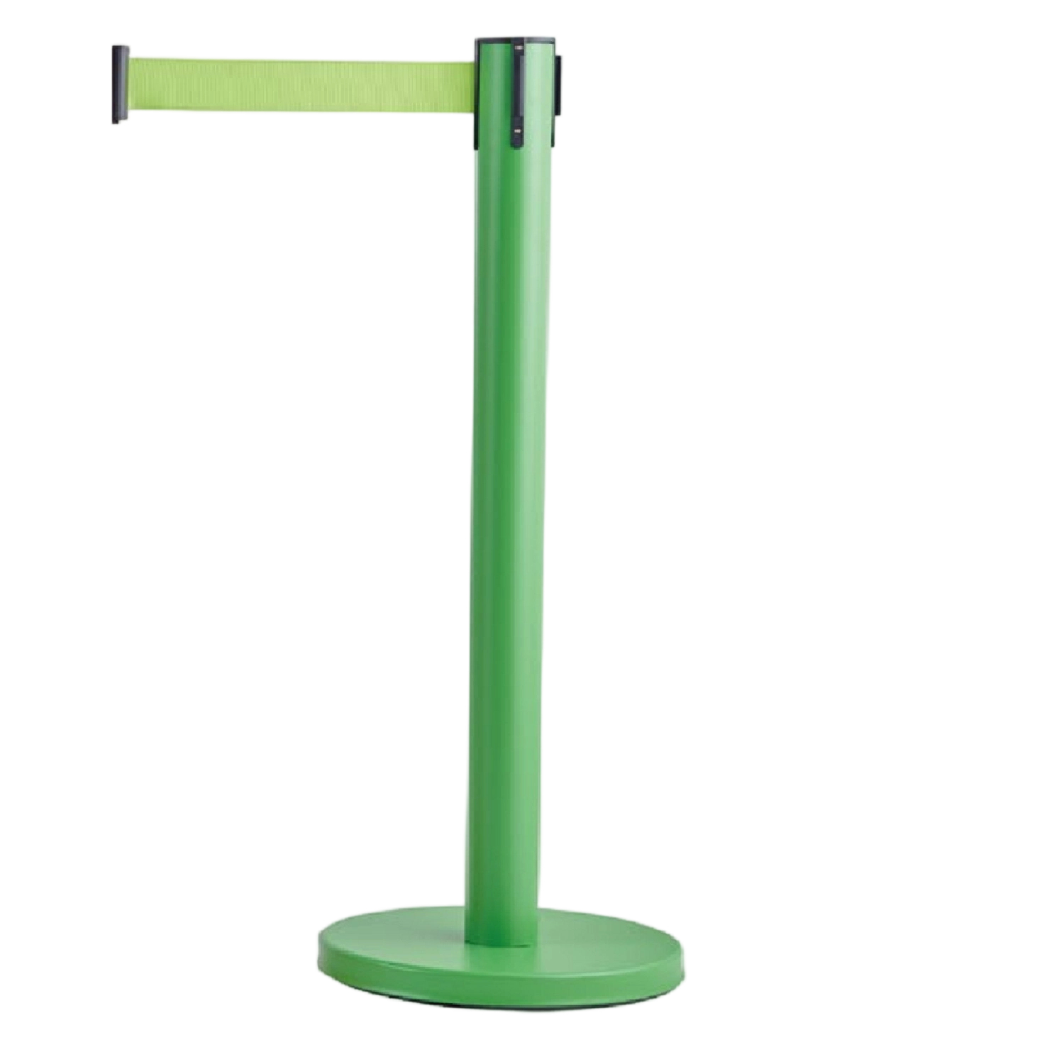 Green Retractable Belt Stanchion, Crowd Control Queue Pole with 2m Colorful Belt, Heavy Duty Safety Barrier Post for Bank Airport Mall Hotel Event.