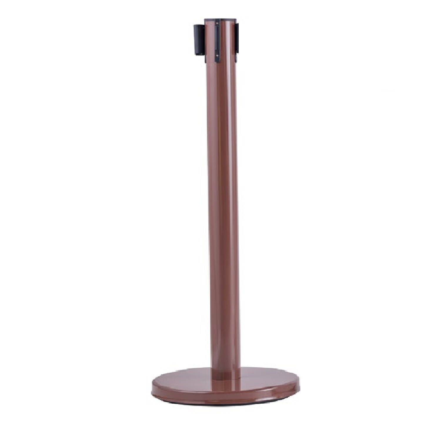 Brown Retractable Belt Stanchion, Crowd Control Queue Pole with 2m Colorful Belt, Heavy Duty Safety Barrier Post for Bank Airport Mall Hotel Event