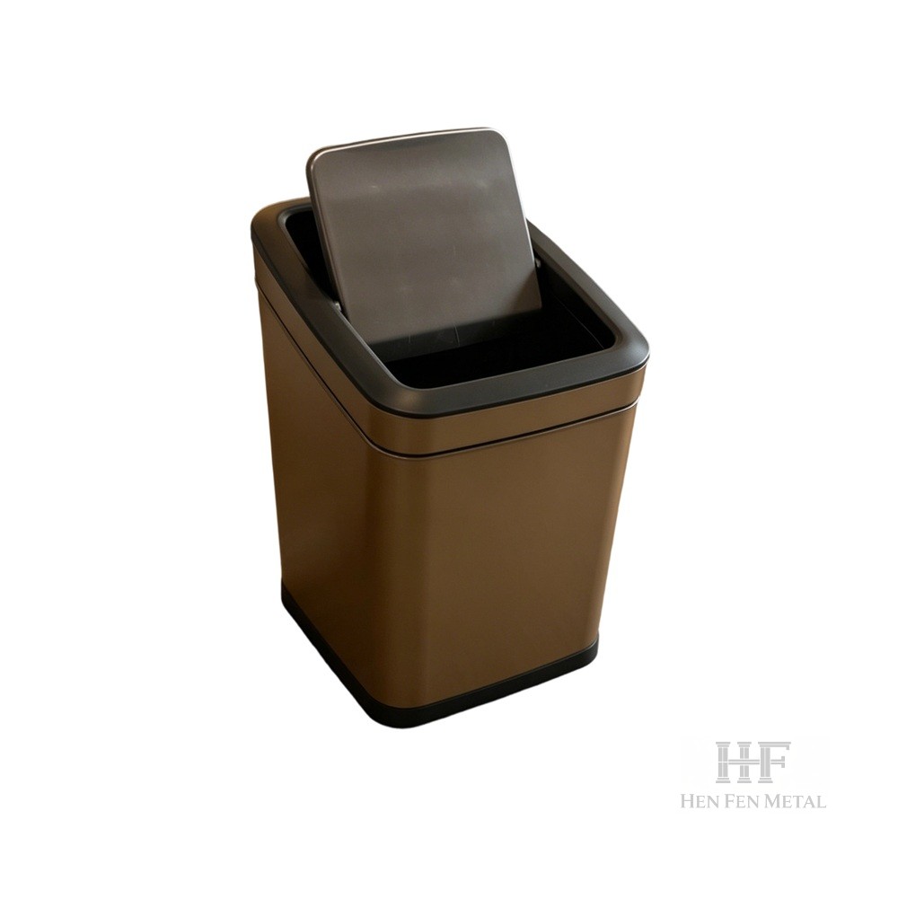 Hotel Room Flip Top Trash Can, Premium Stainless Steel Waste Bin, Luxury Indoor Dustbin for Guest Bedroom & Bathroom, High Quality Gold Finish