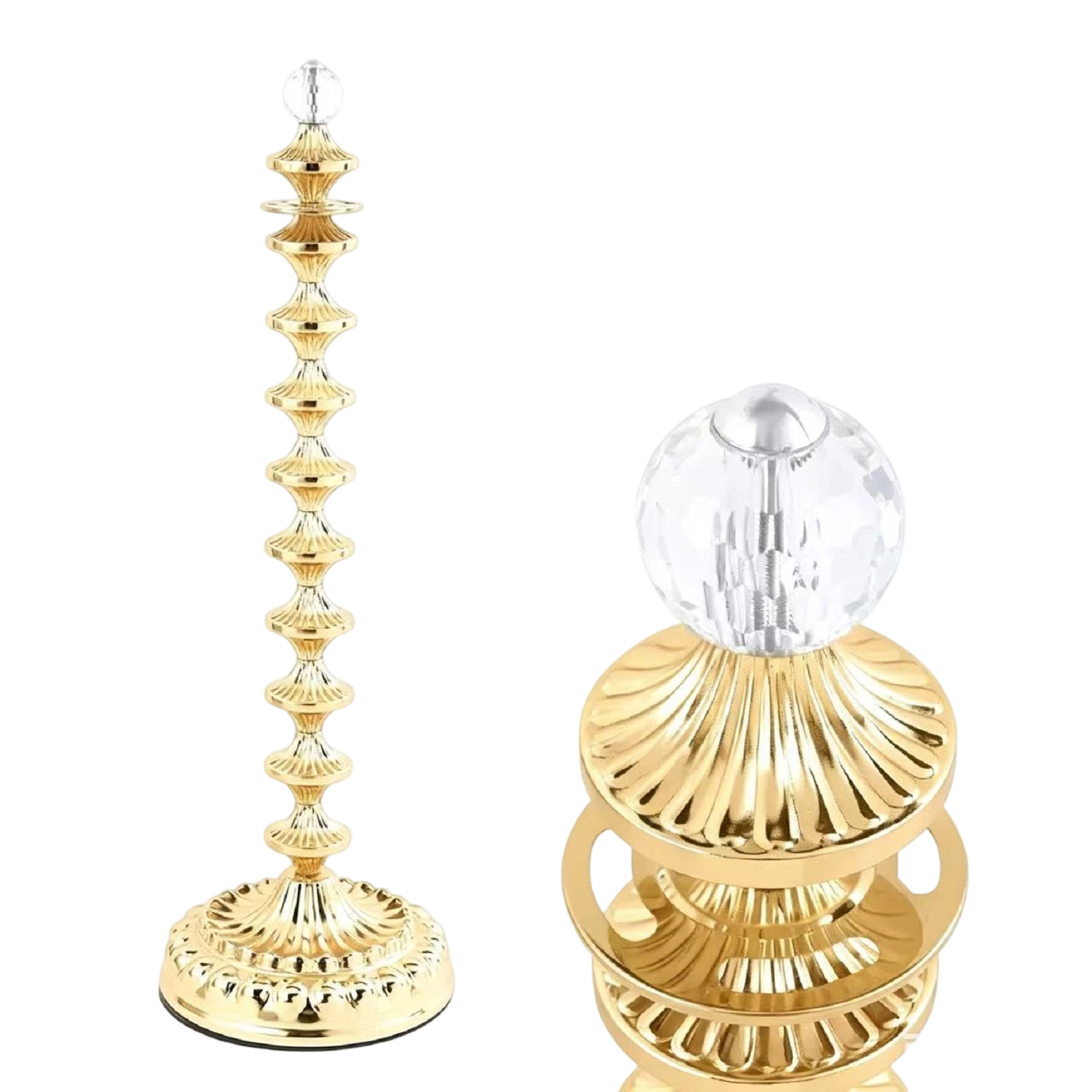 Ball Top Rope Stanchion Shell Shape   Pole   Crystal Ball Head Stanchion  Exquisitely  Carved Pattern  Crowd Control Barrier, Elegant Upright With Rope   Stand Column Barrier