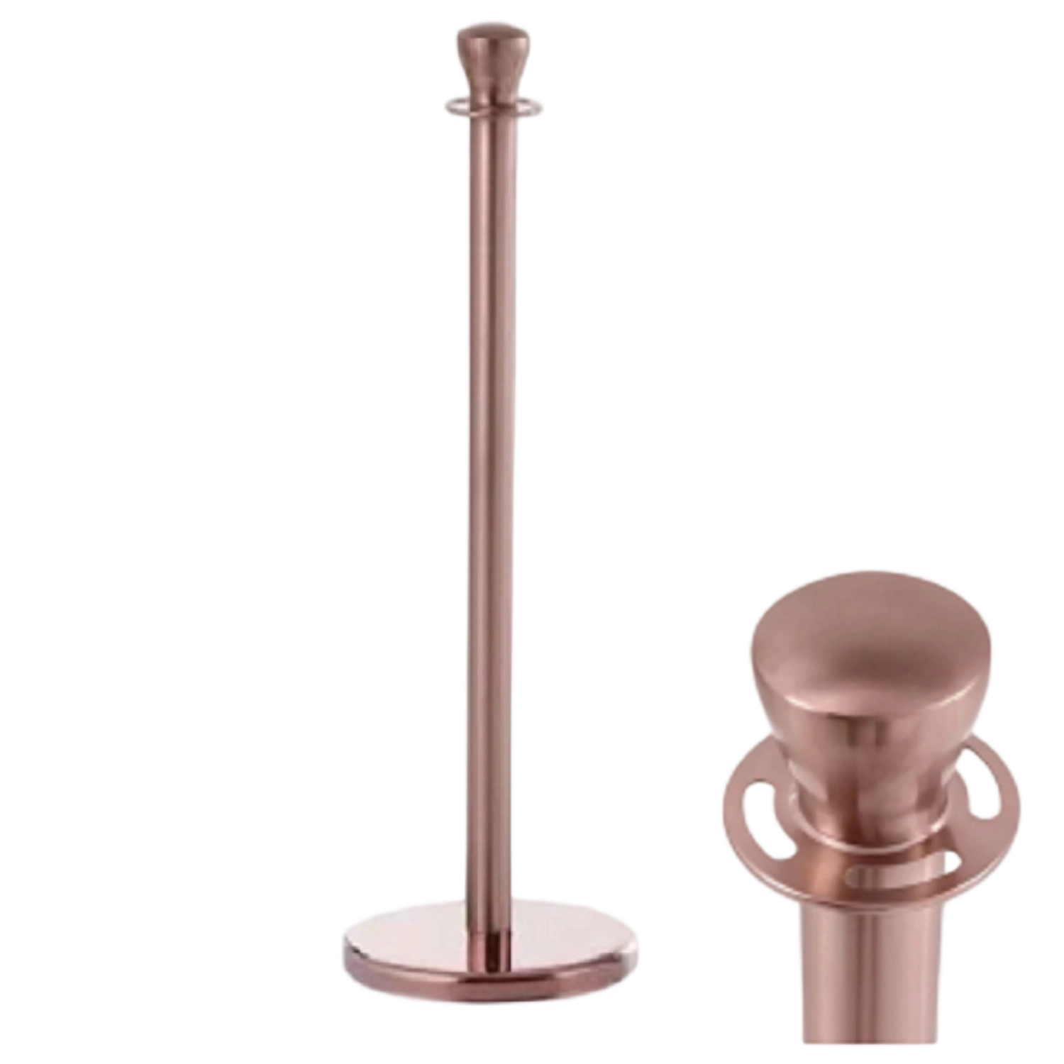 304 Stainless Steel rose-gold-crown-top-stanchion Rose Gold Crown Top Stanchion 350 Flat Base  Crowd Control Barrier