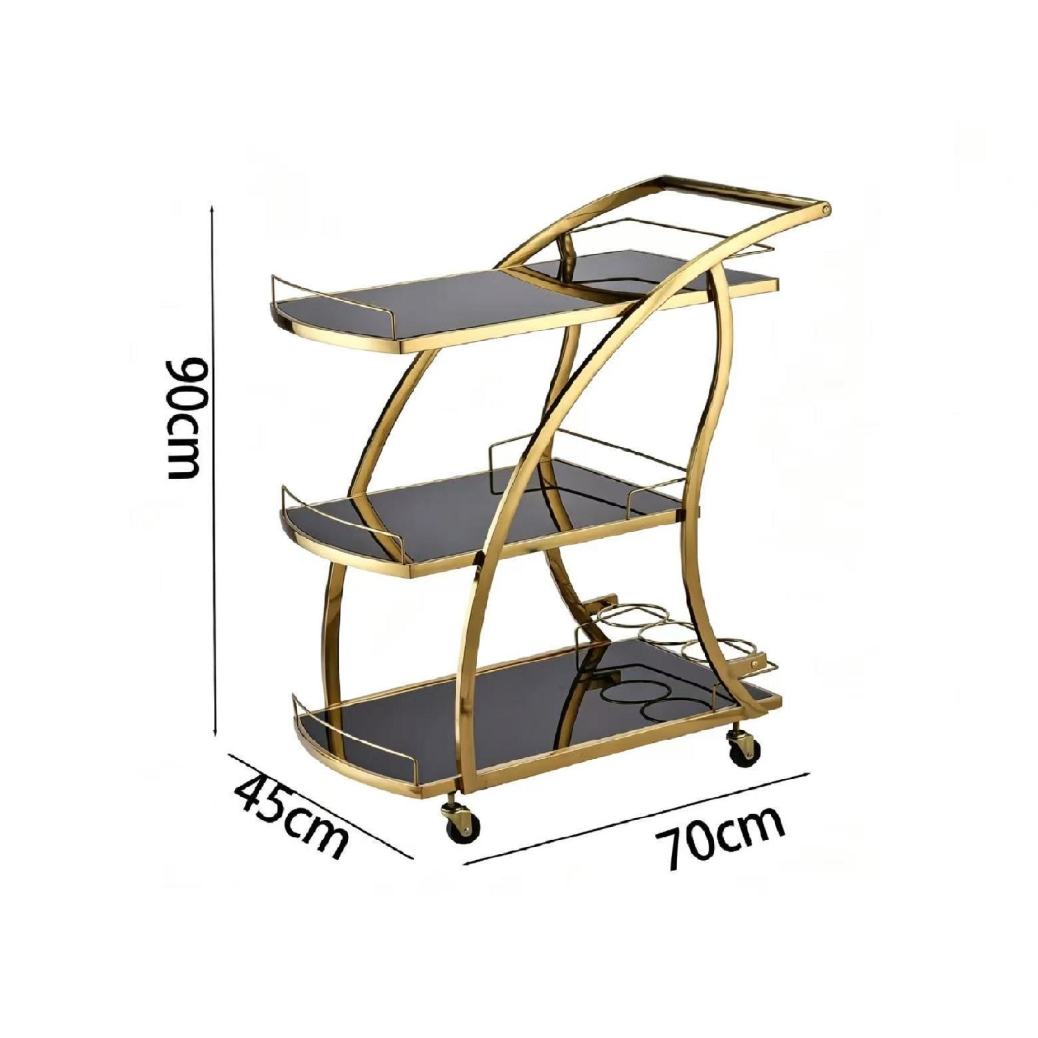 commercial-gold-stainless-steel-serving-trolley-hotel-food-beverage-cart