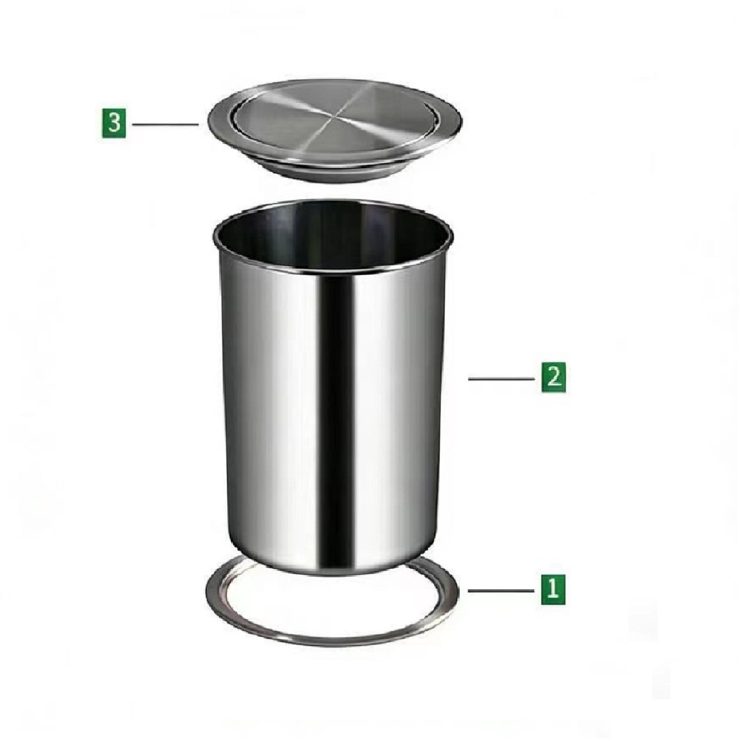 Recessed Countertop Waste Bin 3-Piece Set　Built-in Counter Trash Can / In-Counter Swing Lid Garbage Bin