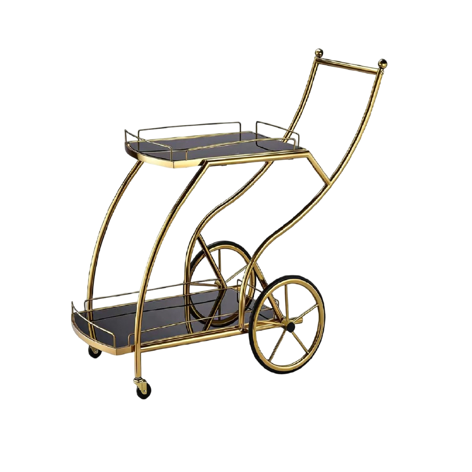 commercial-gold-stainless-steel-serving-trolley-hotel-food-beverage-cart
