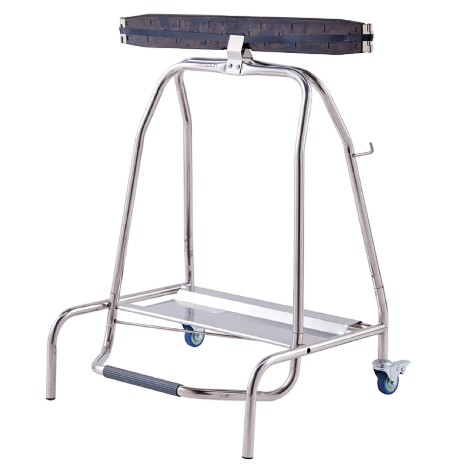 Stainless Steel Foot-Operated Waste Bag Stand, Mobile Trash Bag Holder with Wheels & Pedal