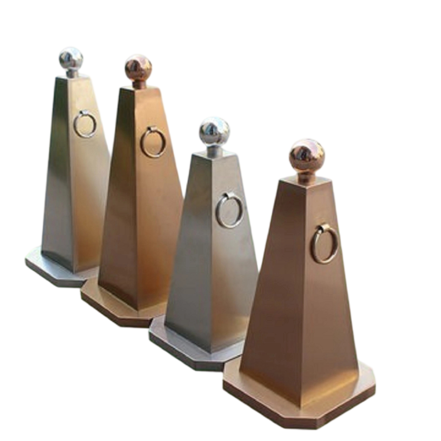 Stainless Steel Traffic Cone Bollard  Heavy Duty Square Pyramid Road Barrier with Custom Logo Option, Weatherproof Parking Safety Post for Commercial & Residential Use