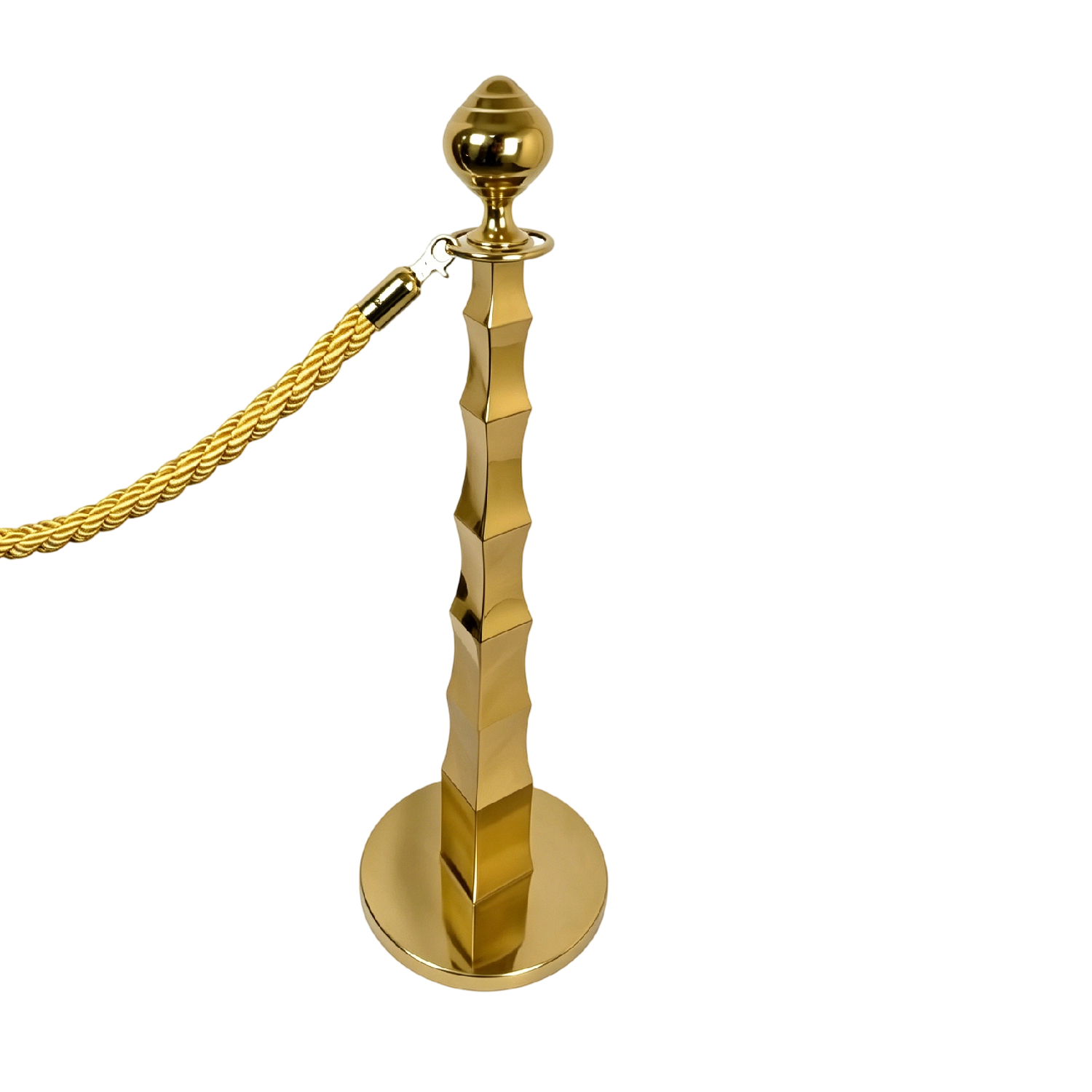 Luxury Stanchion Post, Polished Gold Stainless Steel Crowd Control Barrier with Ball Top, VIP Queue Line Divider for Hotel, Wedding, Museum, Red Carpet Event