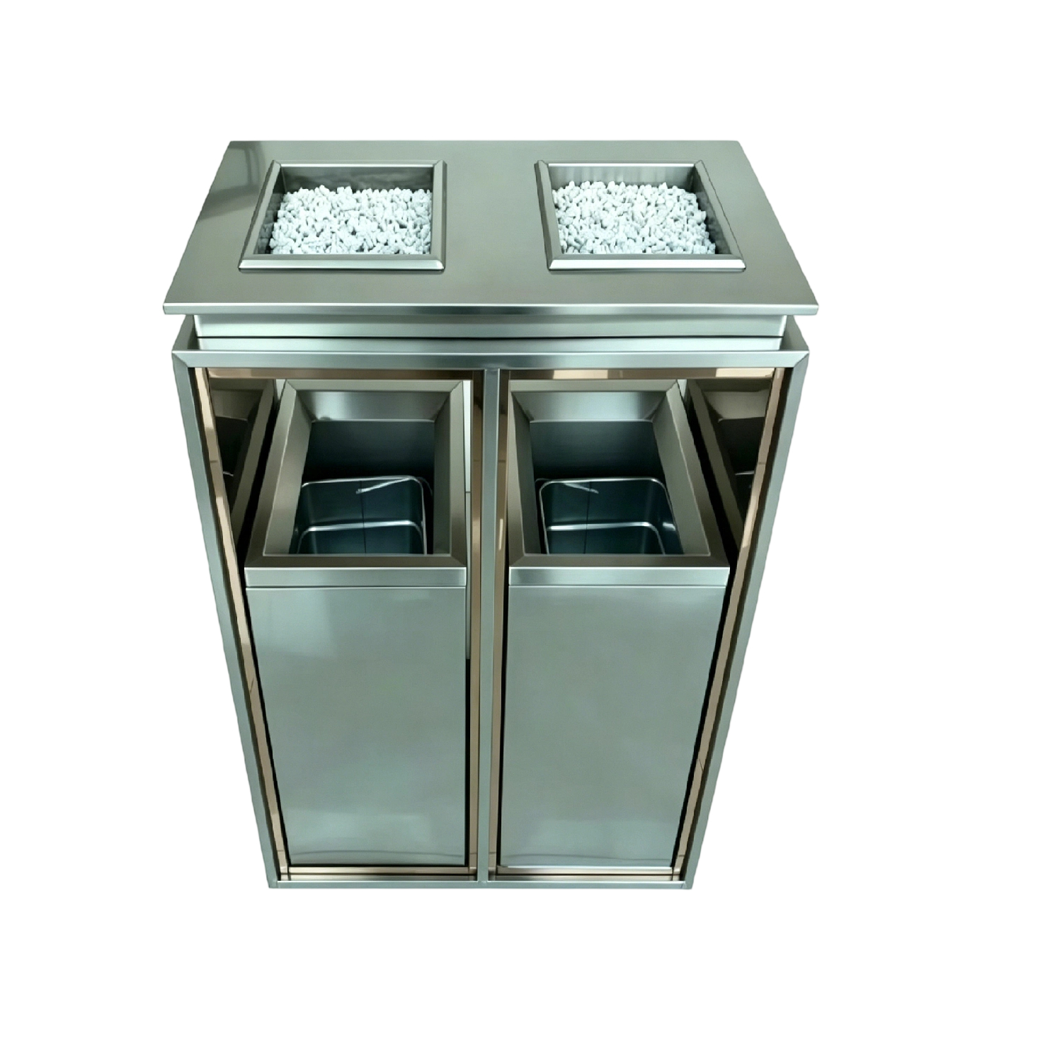 Dual Compartment Standing Waste Bin, Double Compartment Lobby Trash Can