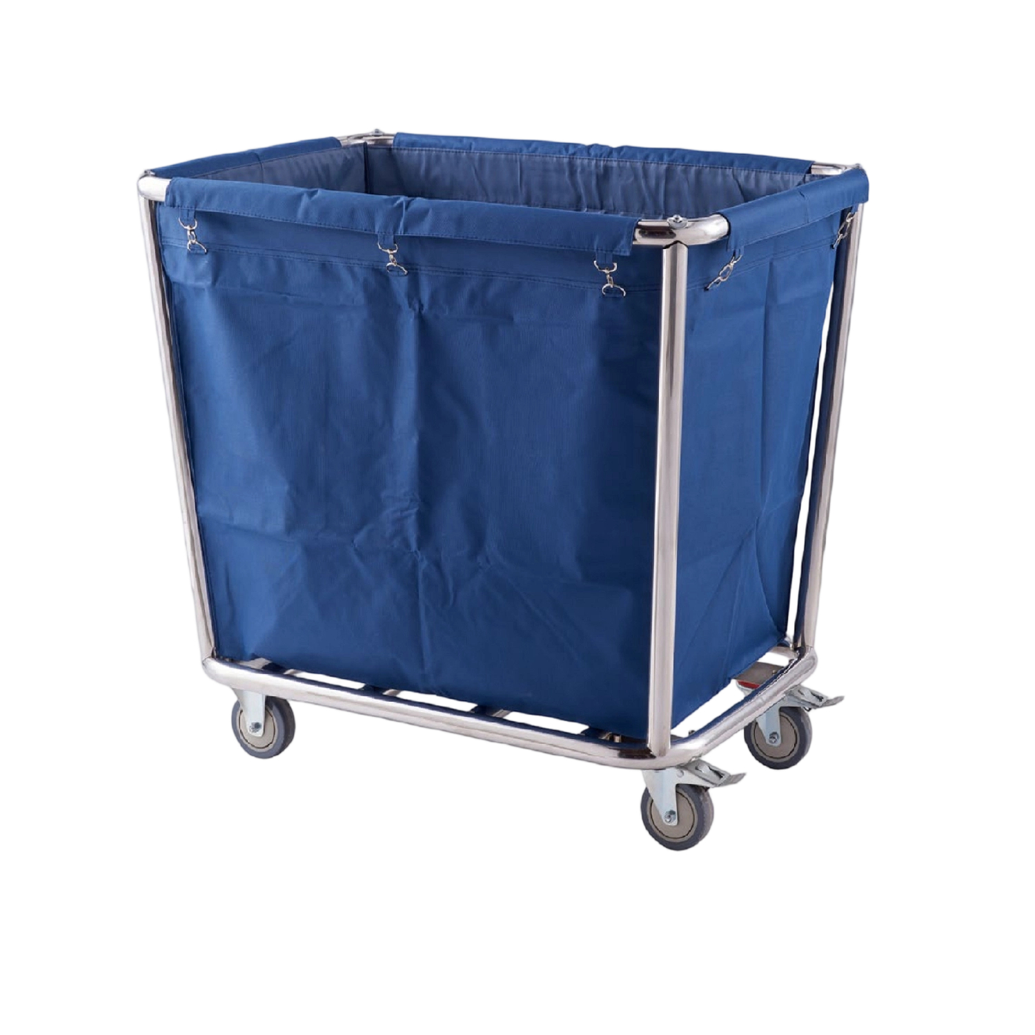 Stainless Steel Commercial Linen Trolley Cart Series | Cone / Rectangular / Round / X-Foldable Laundry Hamper with Detachable Washable Oxford Bag & Silent Lockable Casters, Soiled Linen Cart for Hotel, Hospital, Spa & Laundry Room