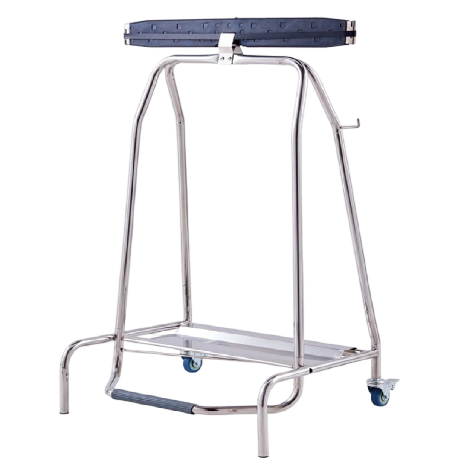 FOOT OPERATED GARABAGE RACK   Foot-Operated Waste Bag Stand, Stainless Steel Mobile Trash Bag Holder with Pedal & Wheels for Commercial Use