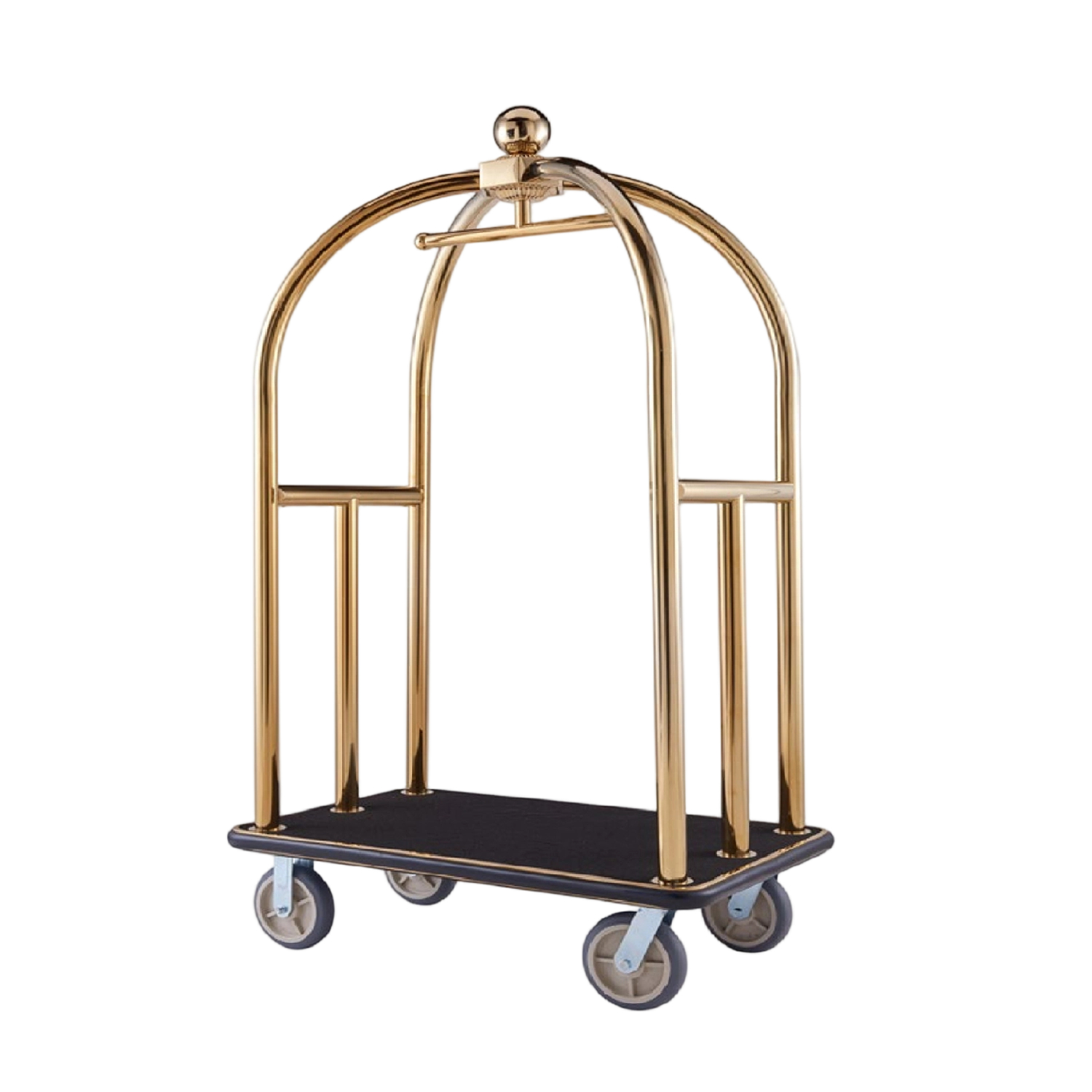 Arched Birdcage Gold Bellman Luggage Cart