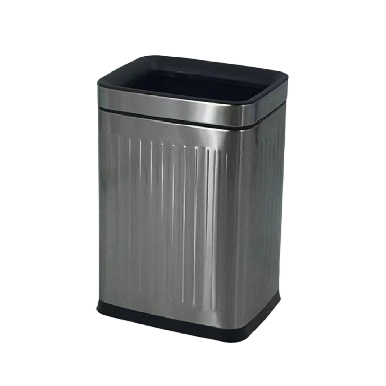 Rectangular Striped Stainless Steel Trash Can, Double Layer Guest Room Waste Bin