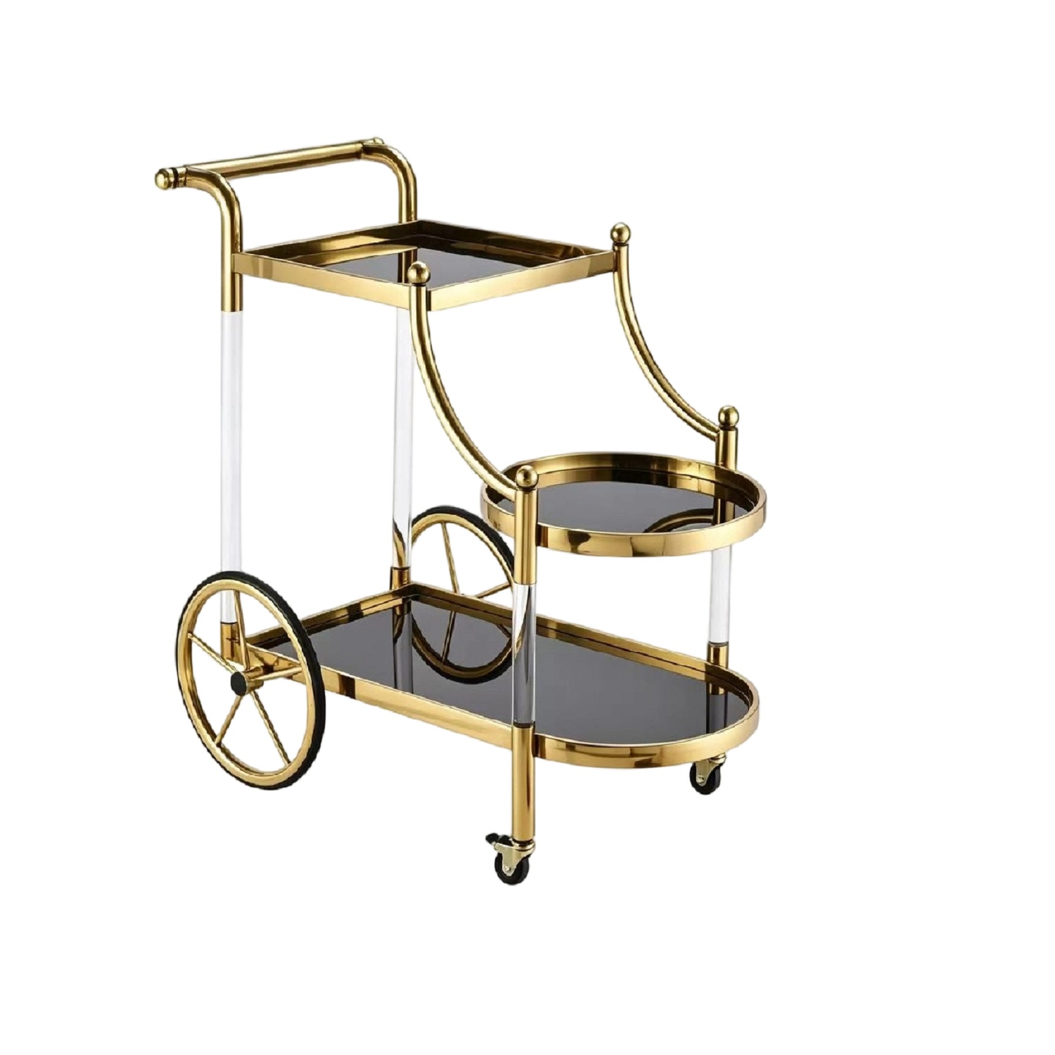 Luxury Hotel Service Trolleys | Gold-Plated Bar & Food Carts