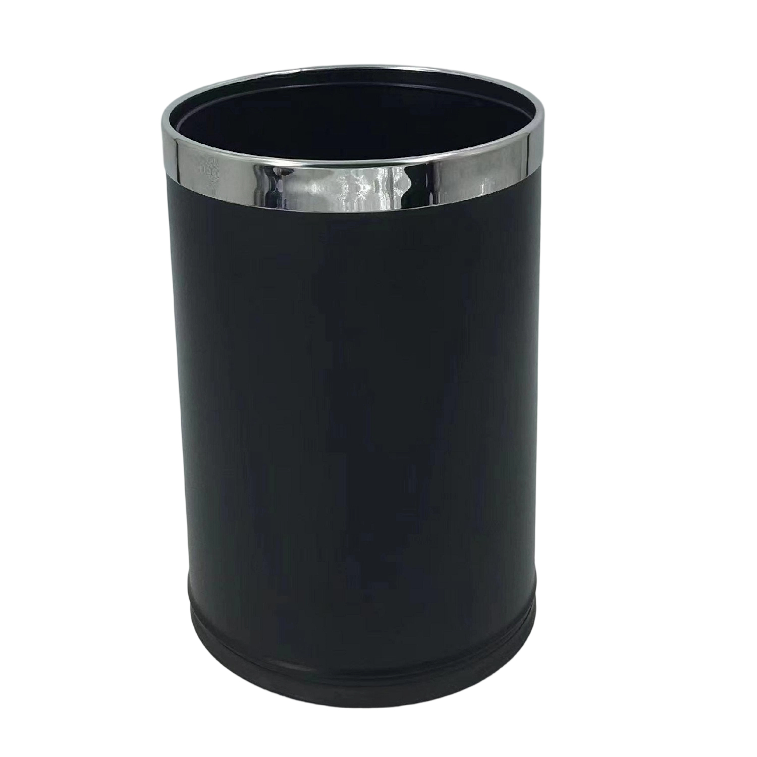 Round Double Wall Metal Waste Bin – Matte Painted Iron Trash Can with Stainless Steel Rim, Multi Sizes for Hotel & Wholesale　6L
