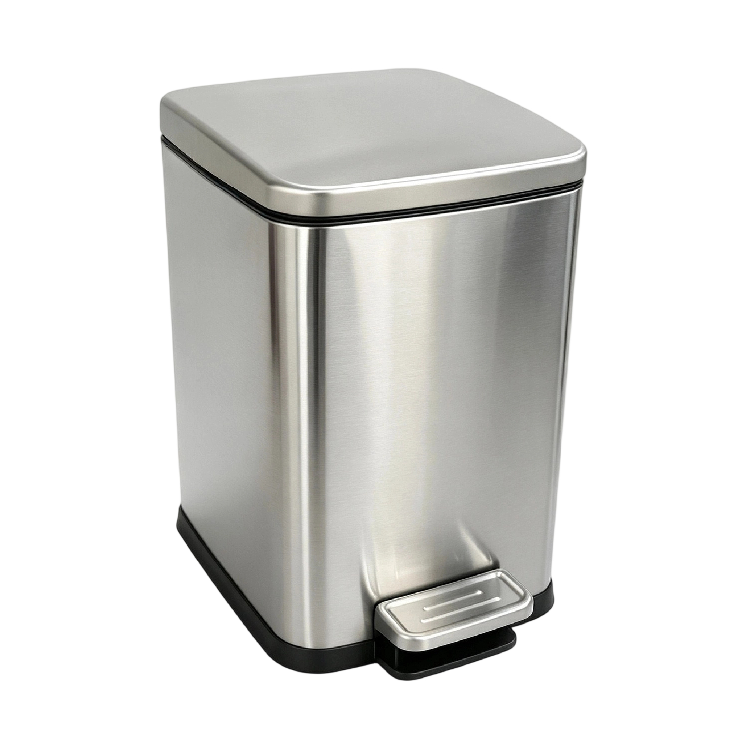 Luxury Version 10L Square Brushed Stainless Steel Pedal Trash Can   Foot Step Garbage Can
