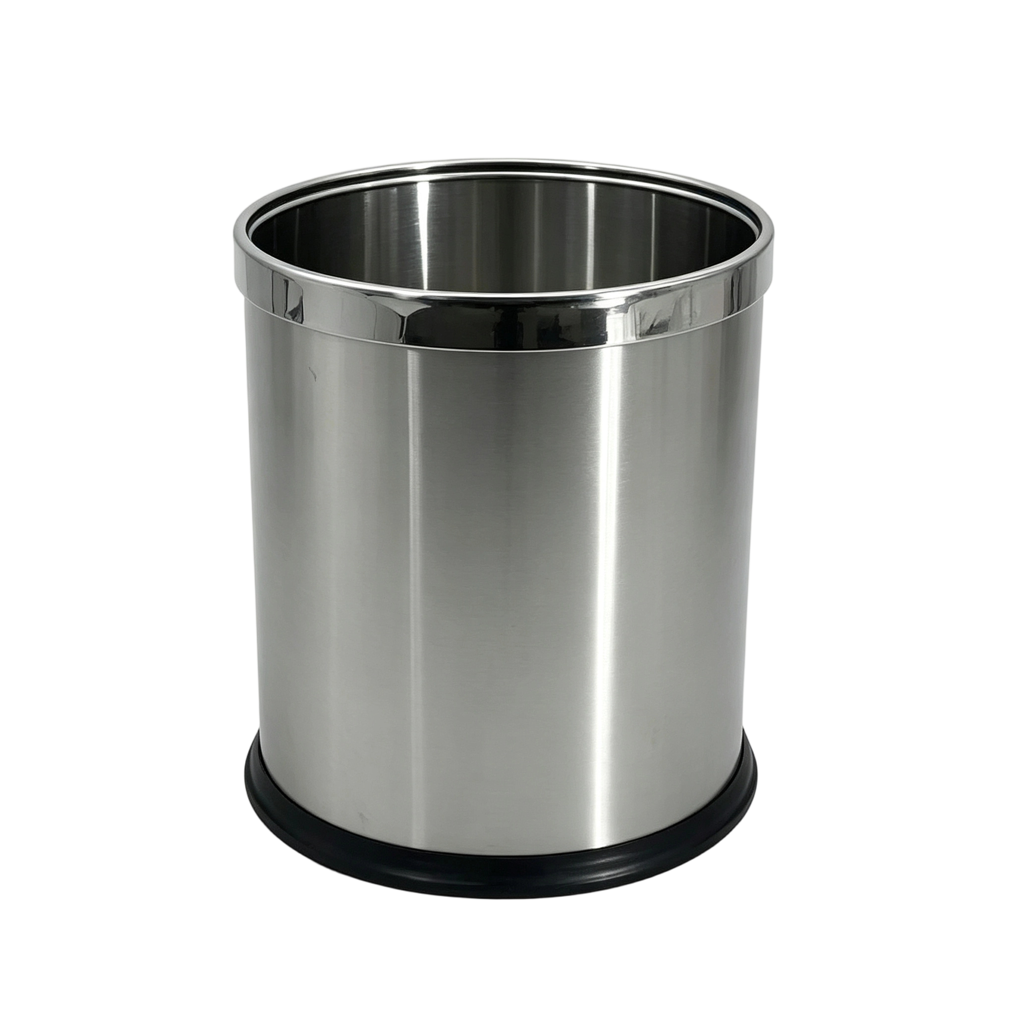 Single Layer Stainless Steel Hotel Room Waste Bin　hotel dustbin, guest room trash can, hotel room bin, cylindrical trash can, office waste basket