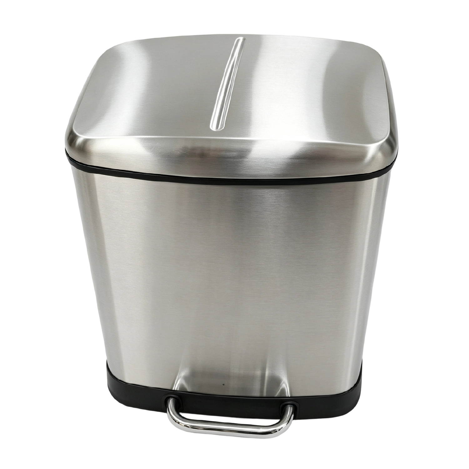 2-Compartment Stainless Steel Recycling Foot Pedal Trash Can,  24L Dual Compartment Stainless Steel Recycling Bin