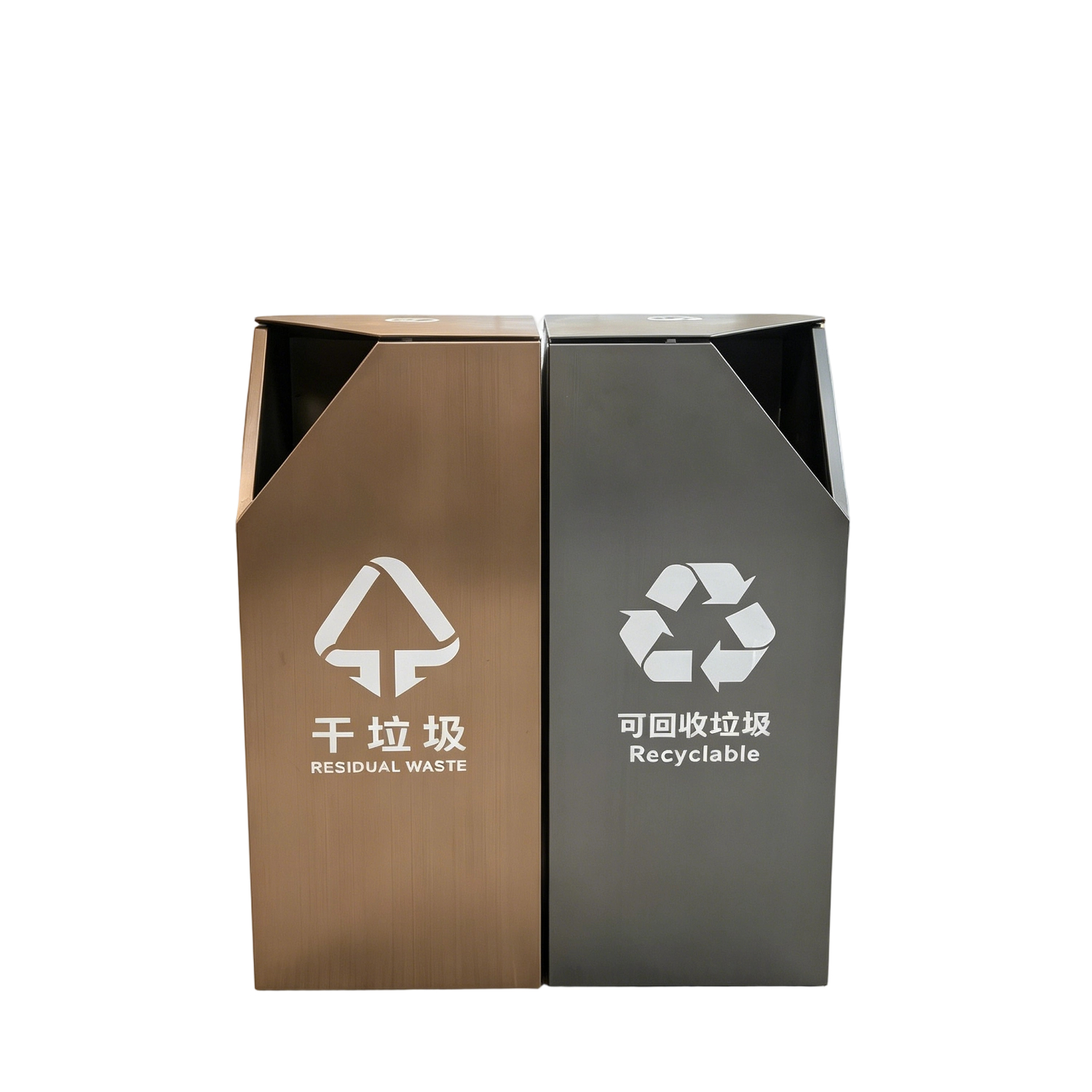 Commercial Waste Bin, Stainless Steel Dual Trash Can with Removable Inner Buckets for Hotel Lobby, Office Building, Elevator Entrance, and Shopping Mall.Manufacturer.